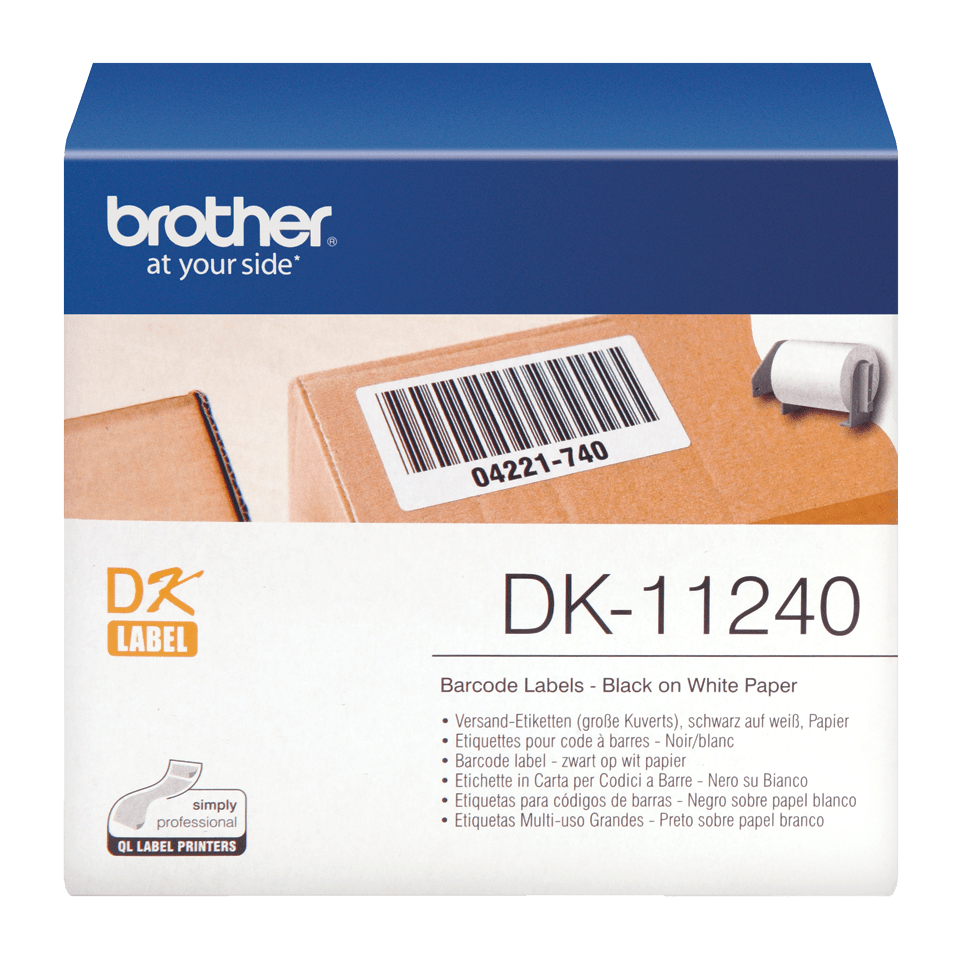 Brotherin alkuperäinen DK11240-rullatarra – musta/valkoinen